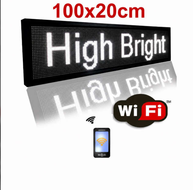 Επιγραφή Κυλιόμενη Πινακίδα LED Λευκή 100x20cm